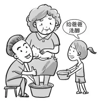 帮大人洗脚简笔画