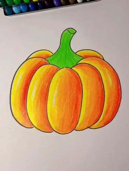 南瓜简笔画,这样画太像我小时候吃的南瓜了