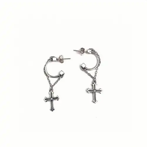 925银饰小众银饰十字架链条耳环