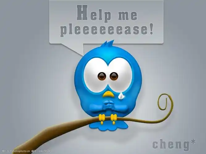help me pleeeeeease 卡通 可爱 委屈表情 求助 蓝色 小鸟 help
