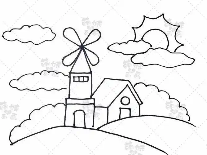 带风景的动漫人物简笔画