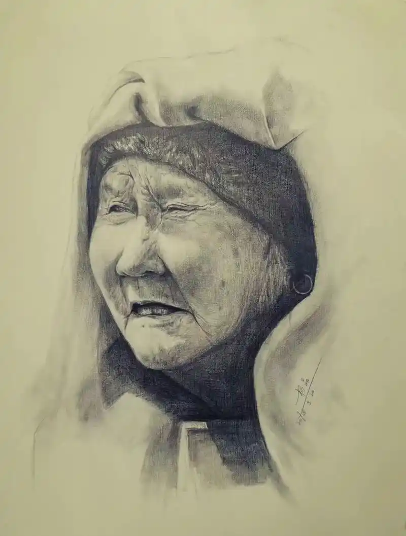 翻开以前的素描画之老人系列