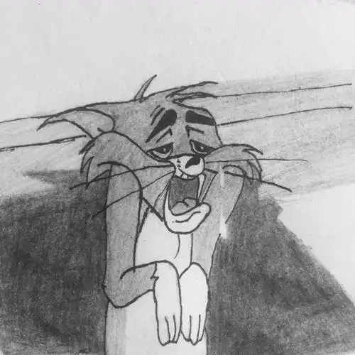 丧系汤姆猫铅笔画临摹手绘