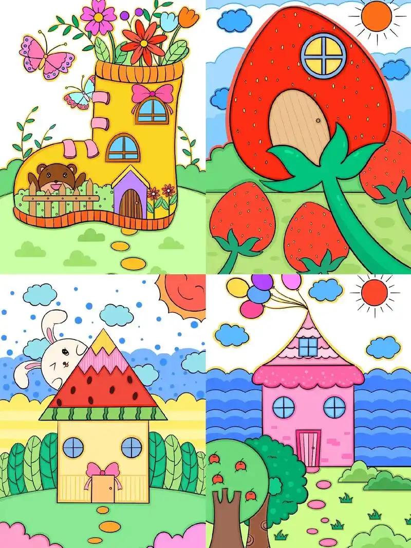 小房子系列来啦,快收藏起来吧#画画 #儿童画 # - 抖音