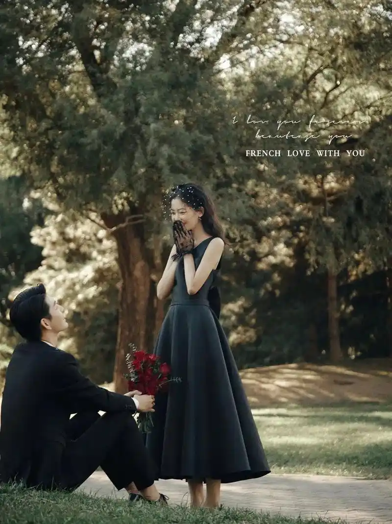 比白纱多点神秘感的黑纱森系婚纱照|太美了.