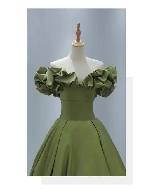 法式洋装小晚礼服裙绿色公主连衣裙夏季生日宴会正式场合晚礼服