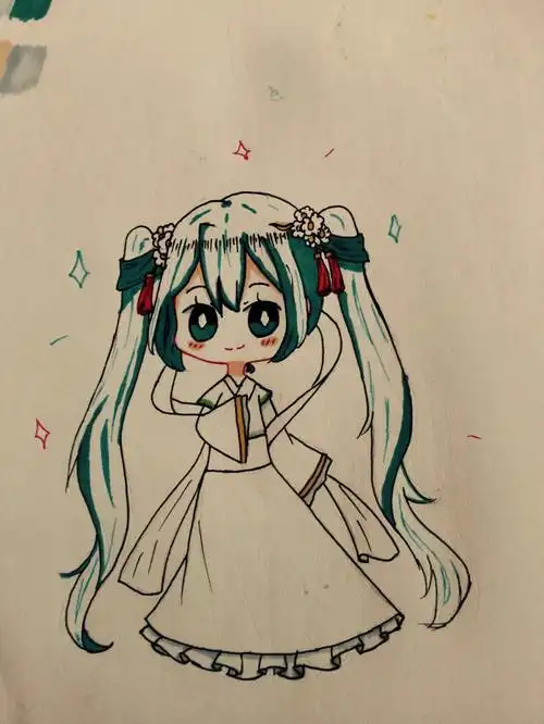 中秋初音! 因为只有几支马克笔-游鲤钗