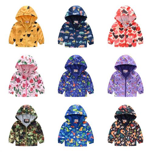 春秋儿童外套男女童时尚卡通印花连帽风衣夹克婴幼儿可爱外出服