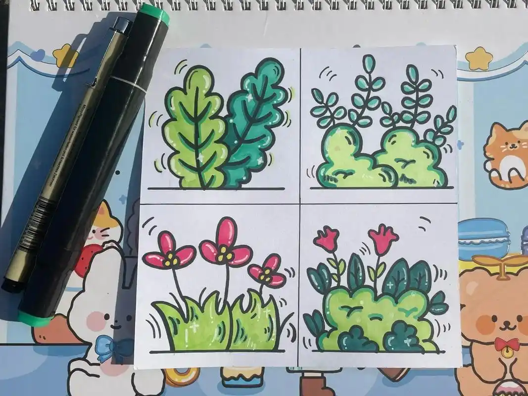 95春天草丛95马克笔手绘95简单临摹.