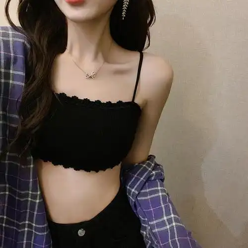 yunwuxin棉少女文胸蕾丝小背心女学生吊带内衣发育期初中生防走光抹