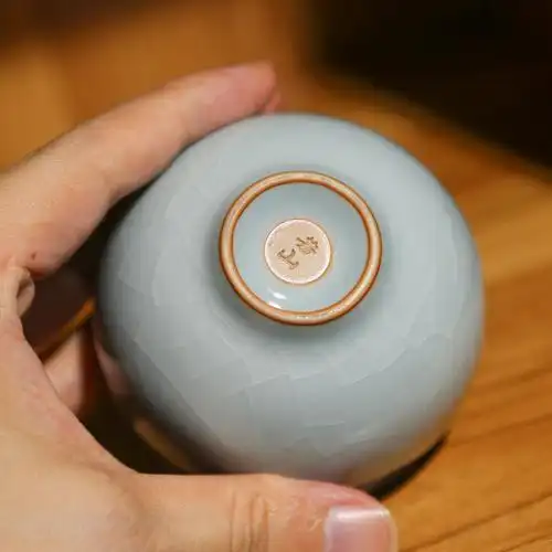 若山原矿玛瑙入釉汝窑茶具主人品茗茶杯杯子茶杯