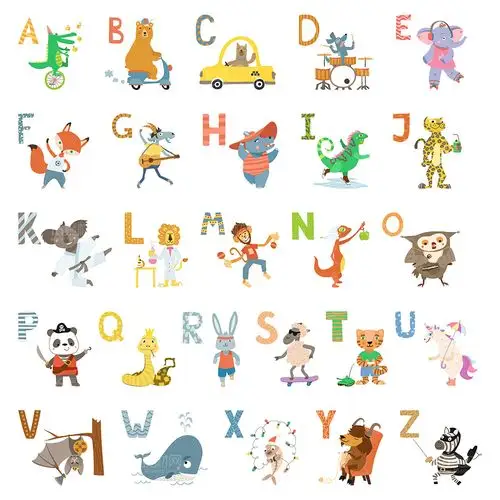 26个创意卡通英文字母表矢量素材