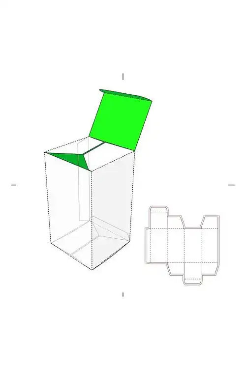 绿色的矢量立面带效果图包装盒展开图
