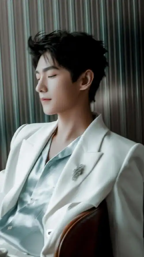 杨洋丝绸衬衫白西装##杨洋一身白西装出席成都活动