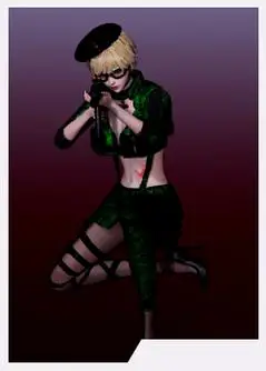 ai少女金色短发贝雷帽露脐装女战士mod