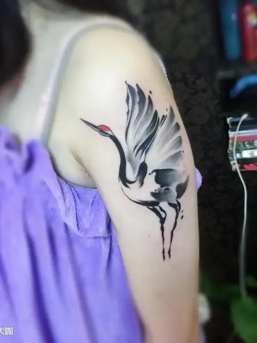 女神鹤_纹身图案手稿图片_et-房子的纹身作品集