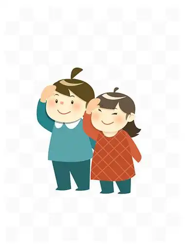 卡通可爱敬礼男孩女孩人物设计