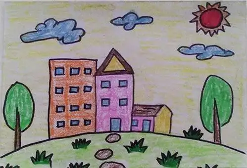 心中的小学简笔画我要上小学简笔画作品教学楼简笔画 美丽的校园图画