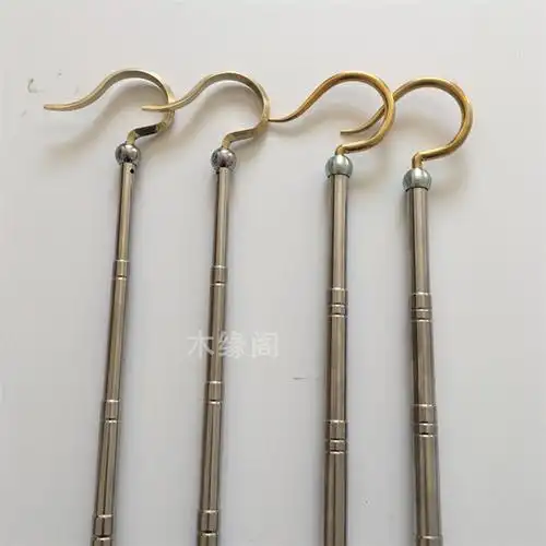 鸟笼挂杆 挂钩 鸟笼配件 乌木红木挂杆 不锈钢伸缩加长鸟用品 六节挂