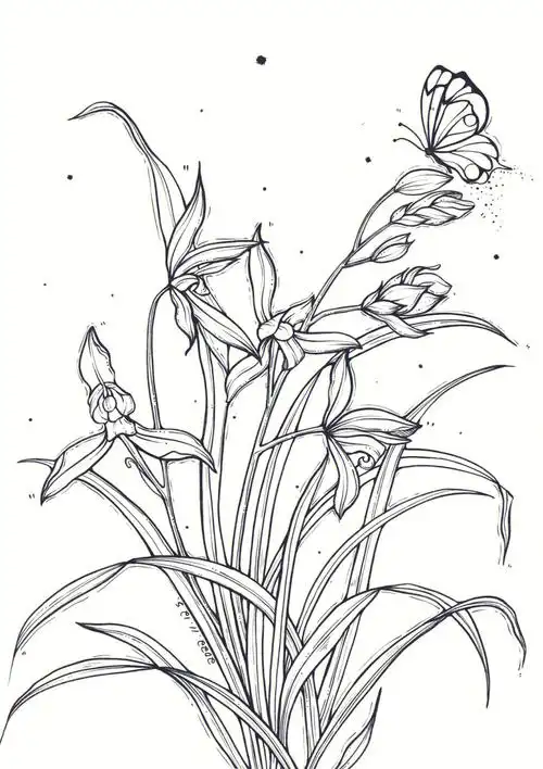 今日绘画:兰花工具:procreate笔刷:着墨-听盒#画画的日常  #笔记灵感