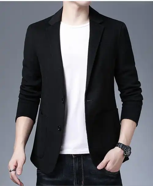 libyyant轻奢品牌2022春秋新款男士休闲双面羊毛小西装外套纯色上衣小