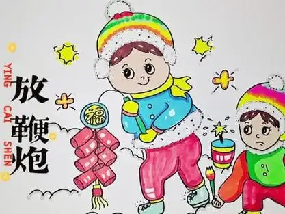 手抄报模板@果果爱画画02:23103看动画学画画,鞭炮简笔画,简笔画教程