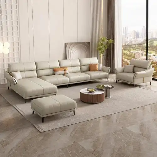 法依兰真皮沙发现代简约沙发组合整装家具头层牛皮客厅大小户型皮艺