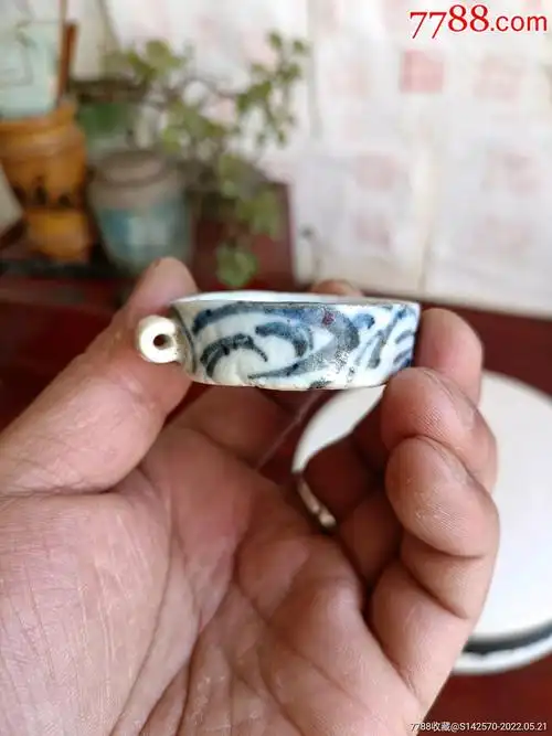 晚清青花鸟食罐完整保老保真