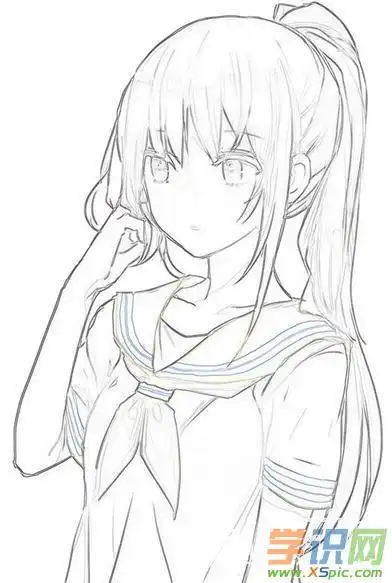 素描少女动漫图片_素描少女动漫素材