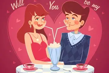 夜晚约会男女矢量图