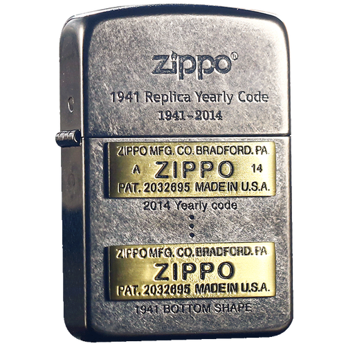 打火机zippo正版原装1941复刻底刻标志黑冰古银zippo