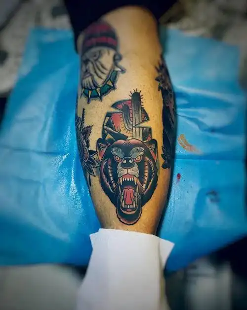 2020纹身图片_腿部腰部old school纹身图案