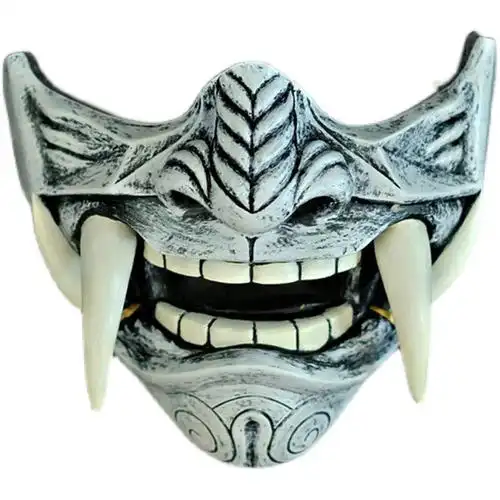 鬼武士面具半脸般若面具半脸男女cos日本鬼武士可佩戴剧本杀道具万圣