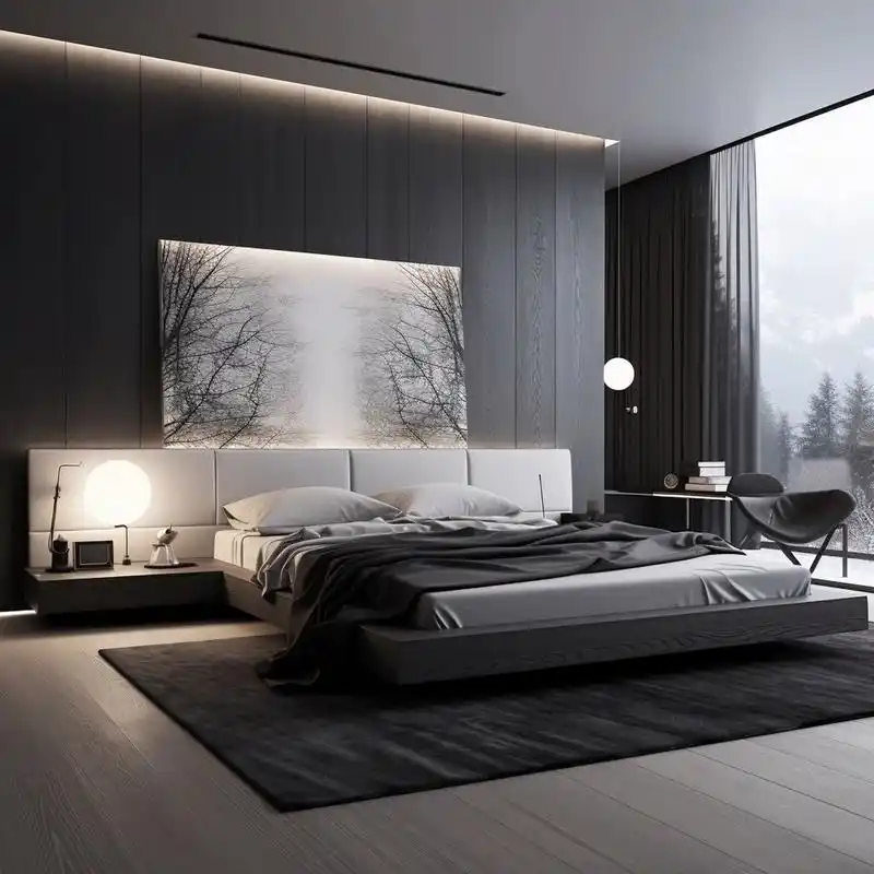 极简主风格,黑白灰的卧室,民宿设计指南  黑白灰,是一种简约而高级的