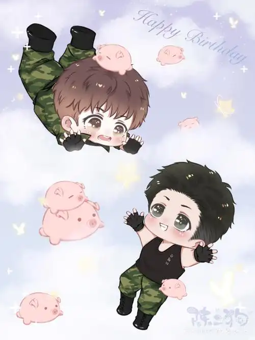 天上掉下个小媳妇儿_小白杨188男团俞白白新羽俞风城q版同人绘画作品