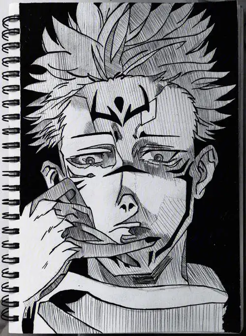 咒术回战绘画带过程动漫新番黑白画