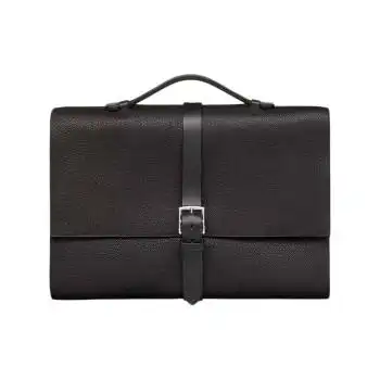 尚品城hermes爱马仕男士手提包牛皮公文包金属饰面黑色商务通勤