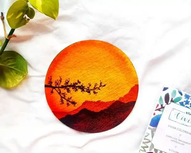 12张风景装饰画,圆形纸更有创意!简简单单更好看!