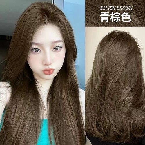 青棕色染发膏冷棕色自然黑色黄皮显白2022流行发色染头发剂植物女