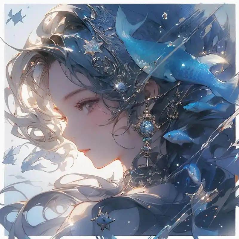 midjourney | 十二星座-双鱼女孩星座头像 咒语如下「喜欢的点下赞和