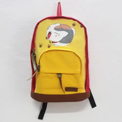 手绘夏目友人帐猫老师娘口三三双肩帆布包书包