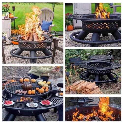 户外烧烤炉烧烤架围炉煮茶烤火炉家用烧烤桌庭院篝火炉炭火盆商用