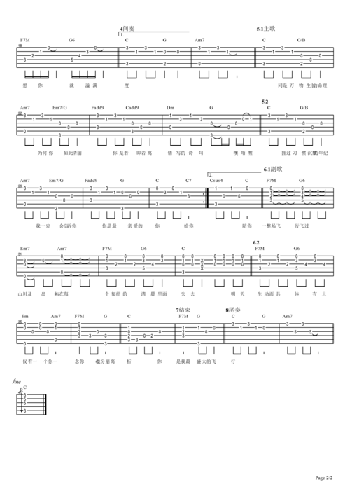 od琴行【千禧】弹唱图片谱【初级】吉他谱2