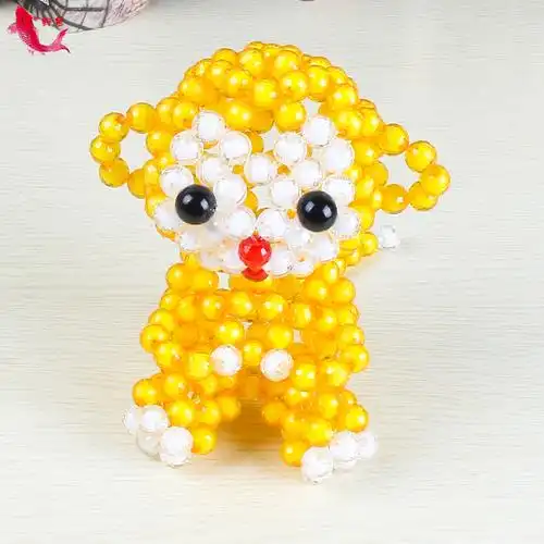 手工串珠十二生肖猴子编织小动物金丝猴家居饰品摆件礼品成品免邮