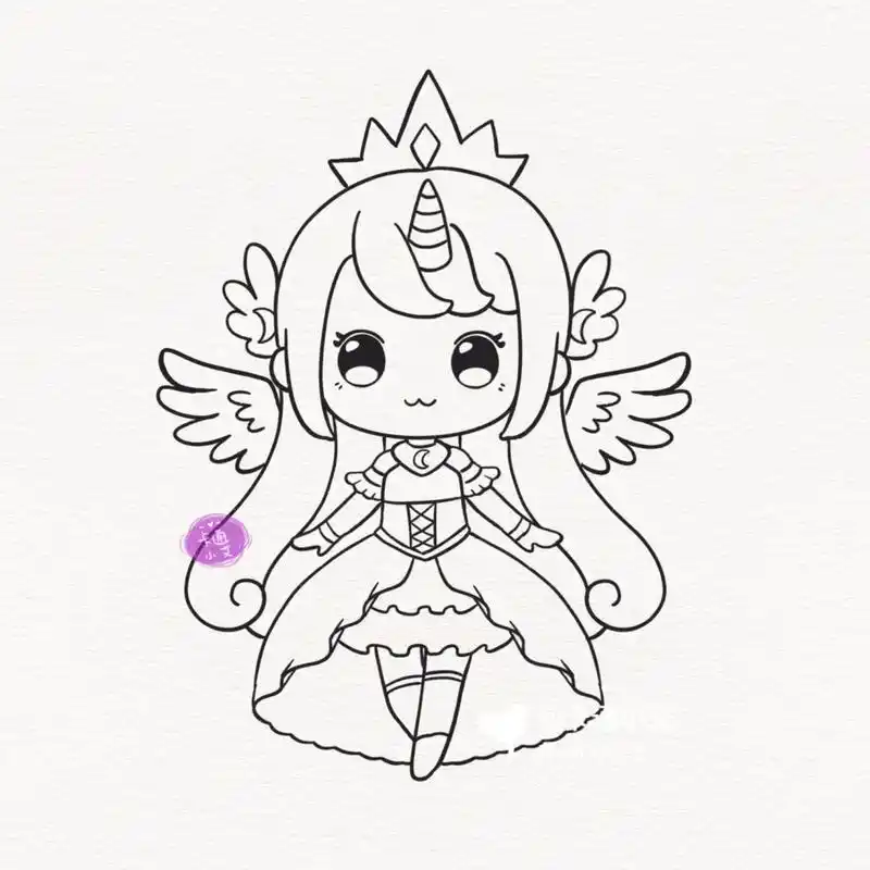 月亮公主 迷你简笔画 线稿图 有几天没发线稿啦  迷你世界月亮公主
