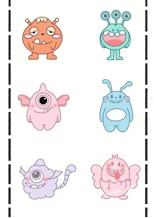 可爱小怪兽简笔画零基础超萌手帐贴纸素材