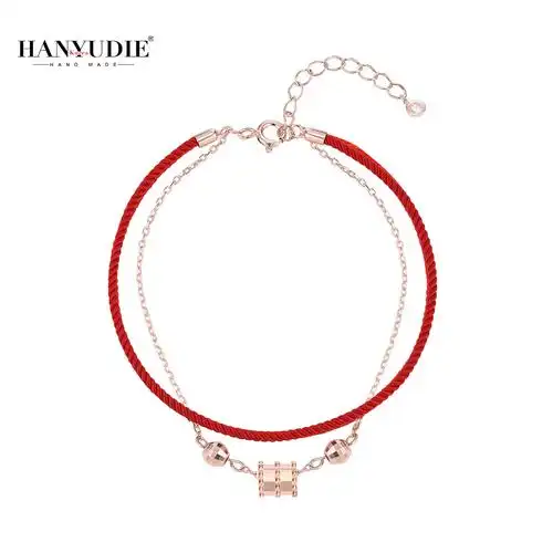 手链ins小众设计感小蛮腰编织绳纯银女红绳手镯鼠年本命年红手绳