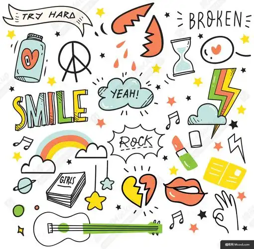 微笑可爱幻想的手绘涂鸦卡通矢量素材