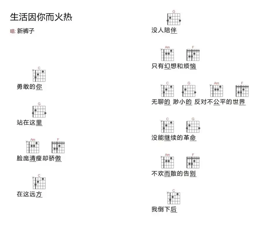 吉他92 #吉他谱 #新裤子 《生活因你而火热》—新裤子 - 抖音