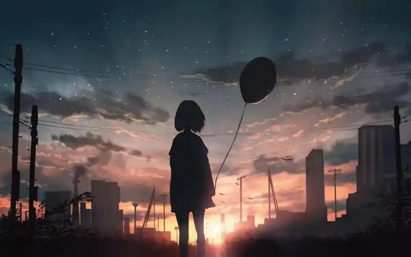 动漫世界中的孤独背影